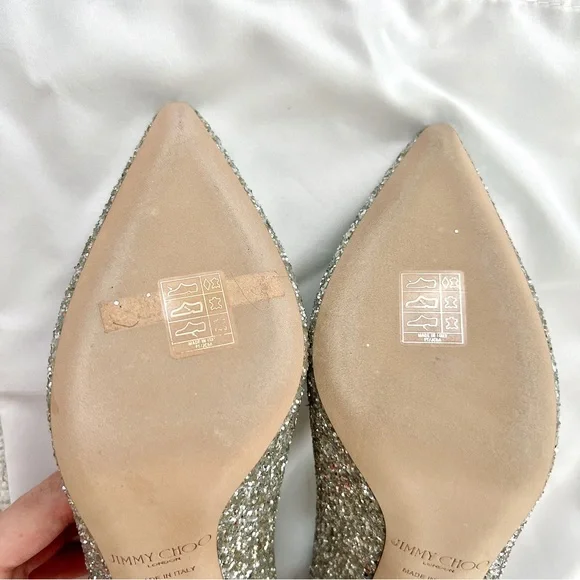 NIB Jimmy Choo Romy 85 Glitter Pointy Toe Pumps - Picture 11 of 12
